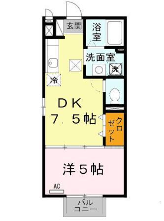 サン・ボナール(1DK/1階)の間取り写真