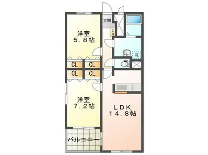 カモミーユ(2LDK/2階)の間取り写真