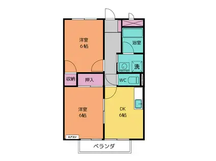 SURPLUS II プラウダ(2DK/1階)の間取り写真