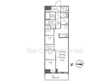 パークアクシス品川天王洲アイル(2LDK/3階)の間取り写真