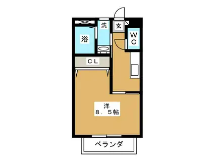 カトル・セゾン(1K/1階)の間取り写真