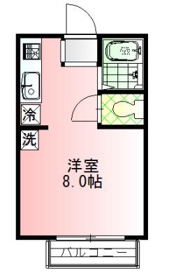 プラッツアイリス(ワンルーム/2階)の間取り写真