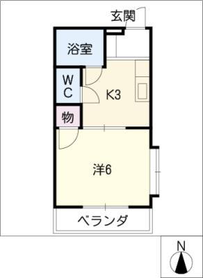 サンハイツ緑ヶ丘(1K/2階)の間取り写真
