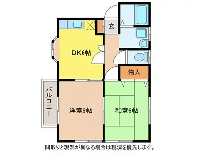 パルクII(2DK/2階)の間取り写真