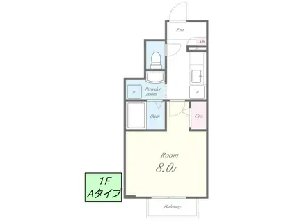 ユニベール神戸(1K/1階)の間取り写真