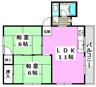 井上マンション(2LDK/2階)の間取り写真