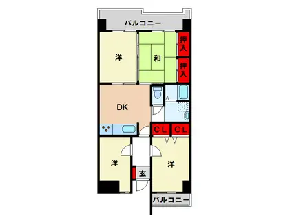 リヴィエール東門司(4DK/5階)の間取り写真