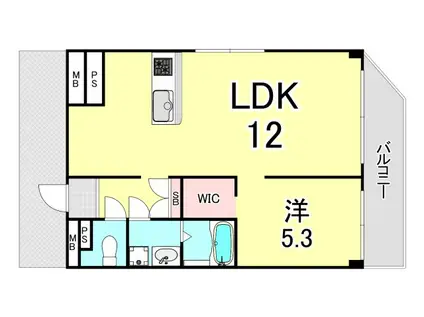 うはら甲子園口ビル(1LDK/4階)の間取り写真