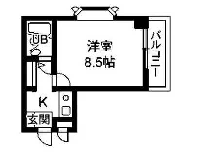 サンホーム上所(1K/4階)の間取り写真