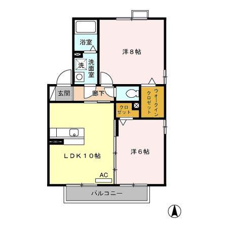 ロイヤルタウンD(2LDK/2階)の間取り写真