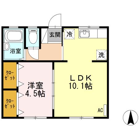 新浜マンション(1LDK/3階)の間取り写真