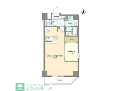 アルファコート谷在家(1LDK/8階)の間取り写真