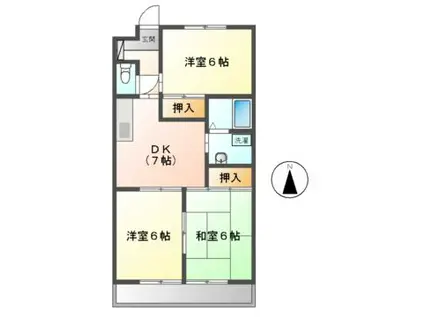 マンション丘(3DK/3階)の間取り写真