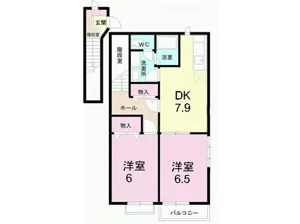 プランドールI(2DK/2階)の間取り写真