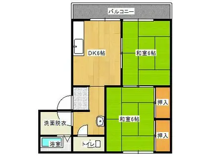 コーポラス西脇(2DK/1階)の間取り写真