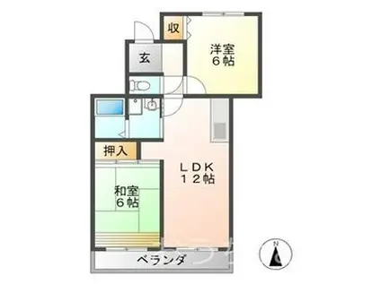 ハレルアナI(2LDK/3階)の間取り写真