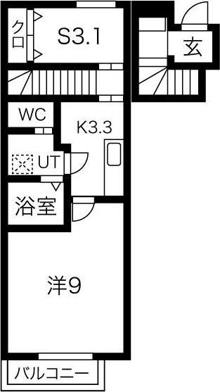 JR東北本線 花巻駅 徒歩37分 2階建 築4年(1SK/2階)の間取り写真