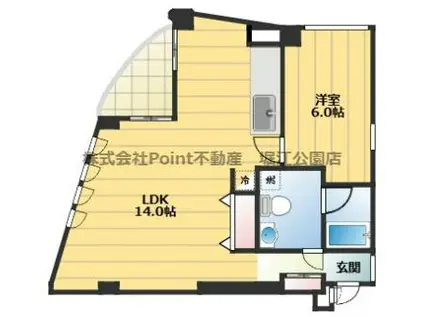 ウェーブイン中津(1LDK/3階)の間取り写真