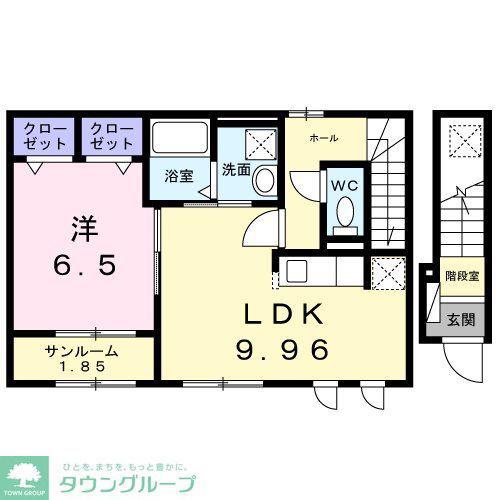 ソレイユメゾン(1LDK/2階)の間取り写真