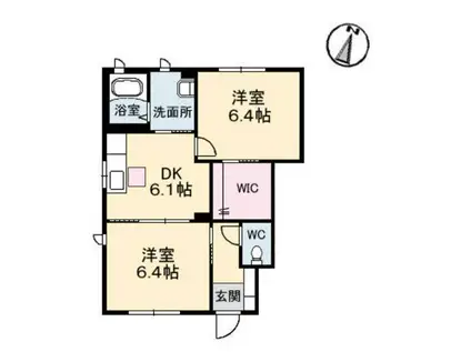 シャーメゾンきびじA棟(2DK/1階)の間取り写真