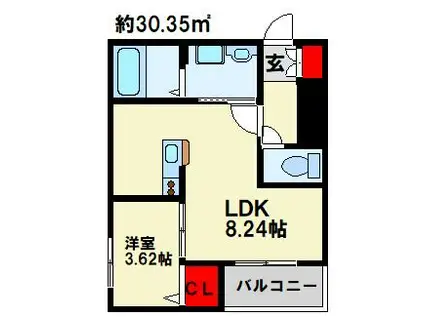 サニーガーデン銀座(1LDK/1階)の間取り写真