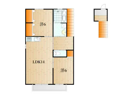 アクアハイツ(2LDK/2階)の間取り写真