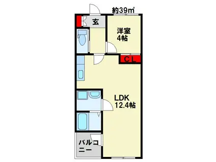 アネシス(1LDK/2階)の間取り写真