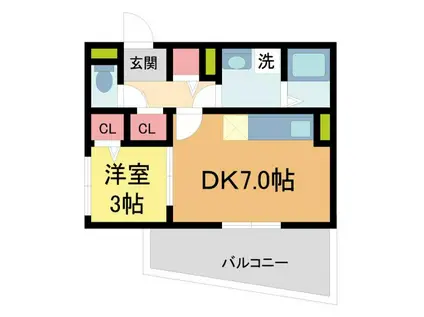 フジテラス甲東園(1LDK/2階)の間取り写真