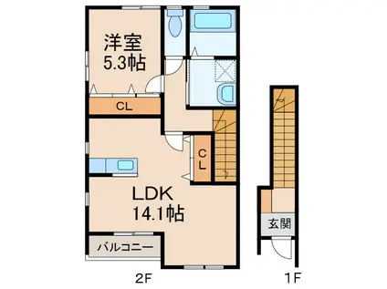 クラウンハイツ吹上I(1LDK/2階)の間取り写真