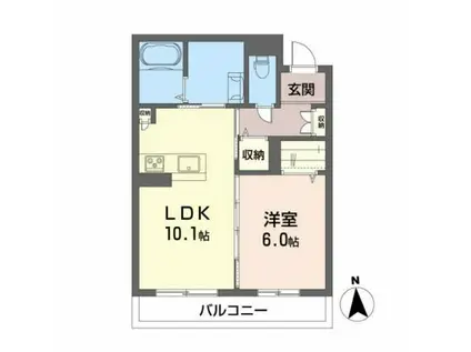 ミュートスM(1LDK/3階)の間取り写真