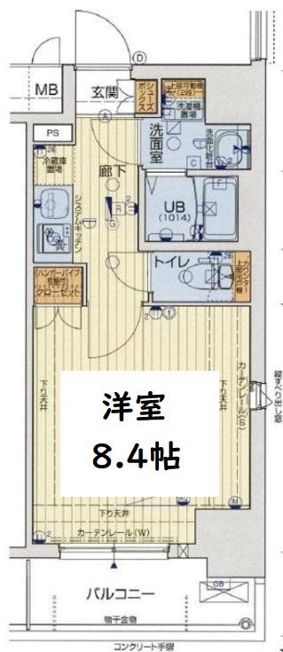 セオリー難波ウエスト(1K/4階)の間取り写真