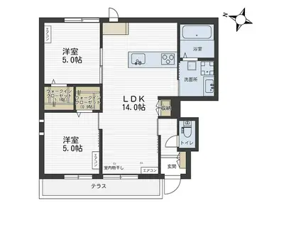 メゾンユイット(2LDK/1階)の間取り写真