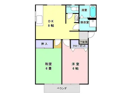 メゾンボヌール C棟(2DK/1階)の間取り写真