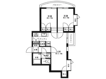 アサヒ参宮橋ハイツ(2LDK/2階)の間取り写真