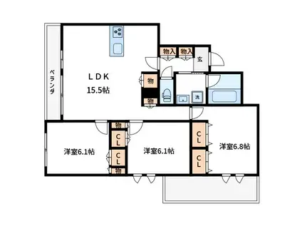MGRISE(3LDK/3階)の間取り写真
