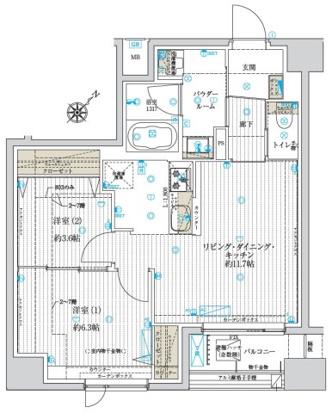 アスブルーム奥浅草(1SLDK/2階)の間取り写真