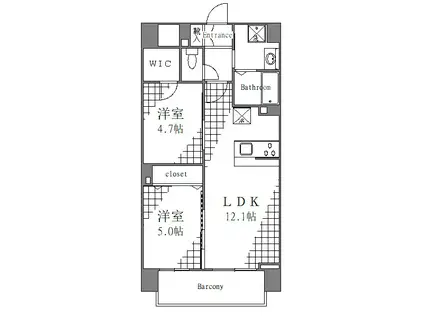 カサス・ガーデン(2LDK/4階)の間取り写真
