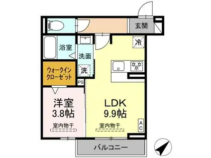 ノブレス(1LDK/2階)の間取り写真