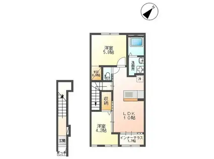 グリーン(2LDK/2階)の間取り写真