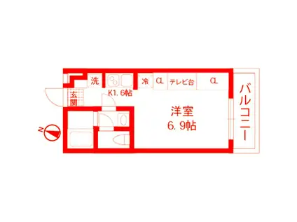 LA PLAGE 稲村ガ崎(ワンルーム/1階)の間取り写真