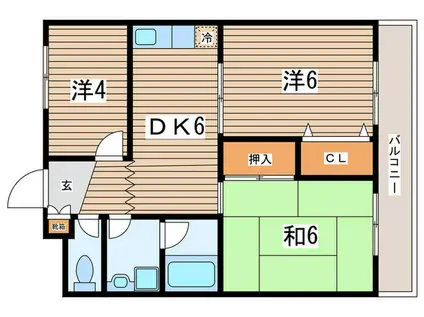 フローラレジデンス(3DK/4階)の間取り写真