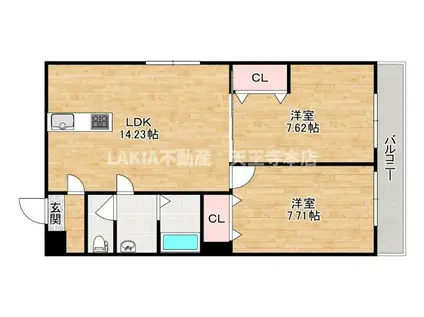 BUDS8(2LDK/2階)の間取り写真