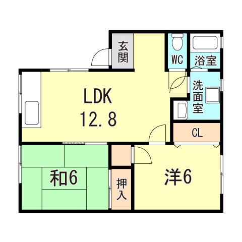 都美ハイツ(2LDK/2階)の間取り写真
