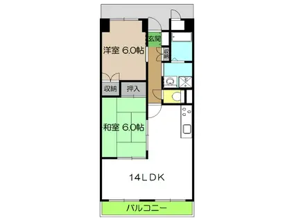 モイドープ和田(2LDK/6階)の間取り写真