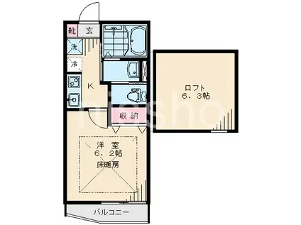 ノーブルシエル石神井公園(1K/2階)の間取り写真