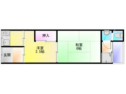 ライズ八尾東太子II(2K/2階)の間取り写真