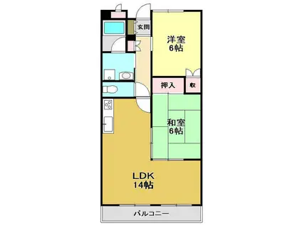 モイドーブ和田(2LDK/4階)の間取り写真