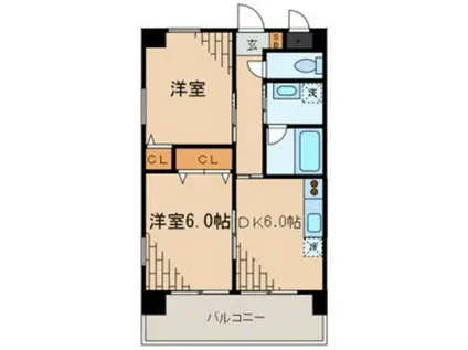 スクエア瑞江(2DK/4階)の間取り写真