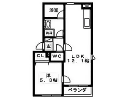 イルグランデ諸岡(1LDK/2階)の間取り写真