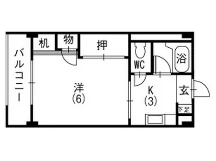 カレッジハイツ明道(1K/2階)の間取り写真